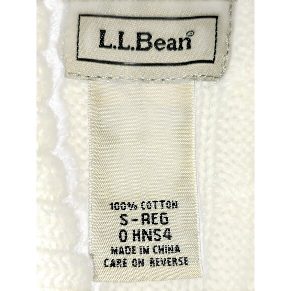 L.L. Bean Womens Small Short Sleeve Cardigan Sweater Cream Cable Knit Button - Picture 4 of 6